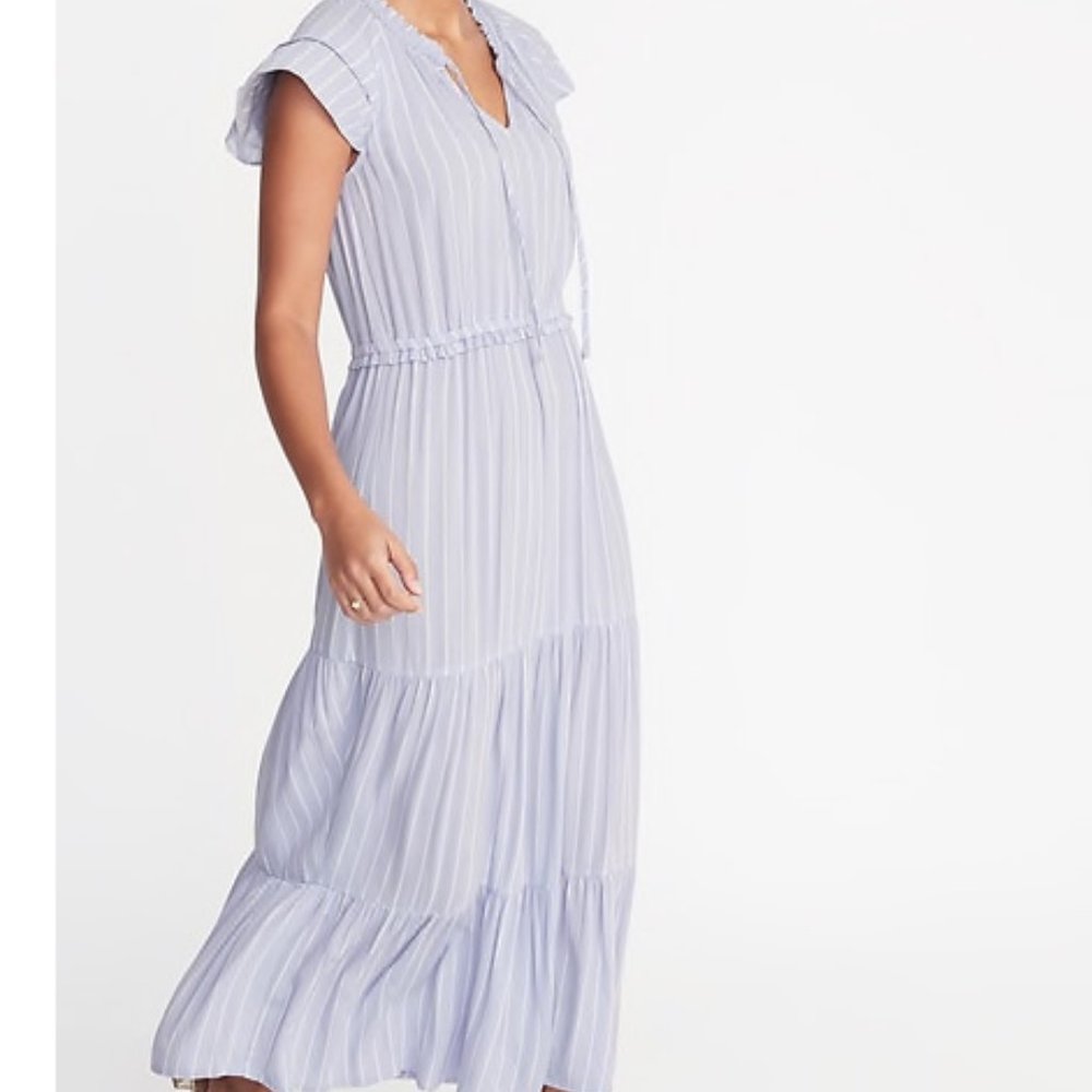 Blue Stripe Layered Maxi Dress